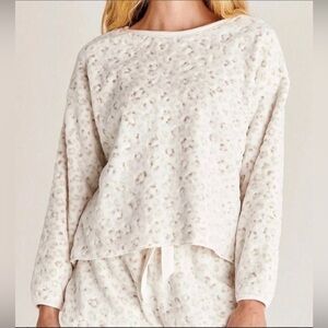 Z Supply Lounge Frosted Leopard Plush Fleece Pullover Top Size M Medium NWT